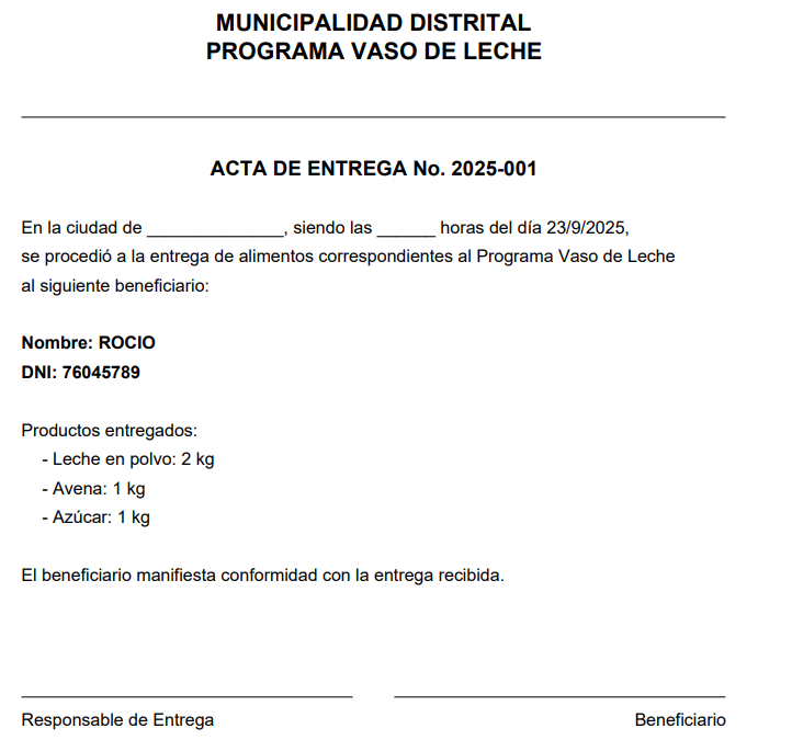 Acta de Entrega