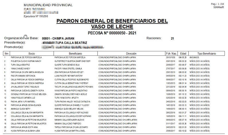 Interfaz de Gestión de Beneficiarios